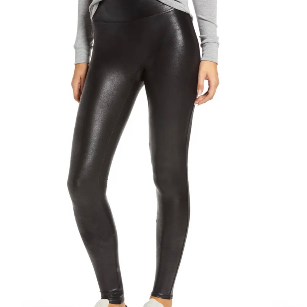 SPANX Black Faux-Leather Leggings